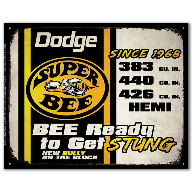 Plechová cedule Dodge Super Bee Stung 30 cm x 38 cm