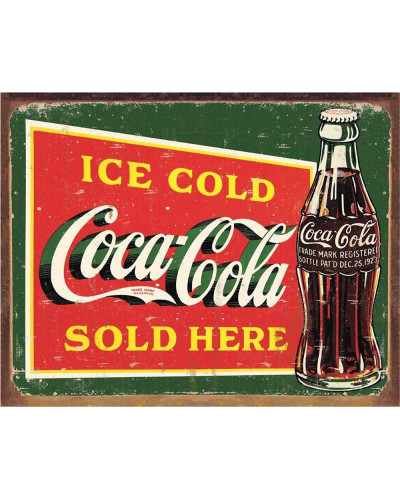 Plechová cedule Coca Cola - Ice cold green 32 cm x 40 cm