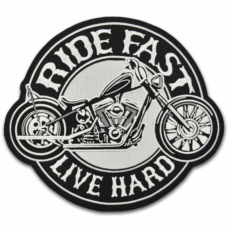 Moto nášivka Ride Fast Live Hard XXL na záda 28 cm