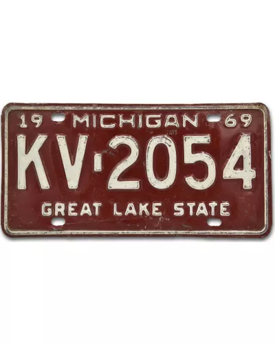 Americká SPZ Michigan Red 1969 KV 2054