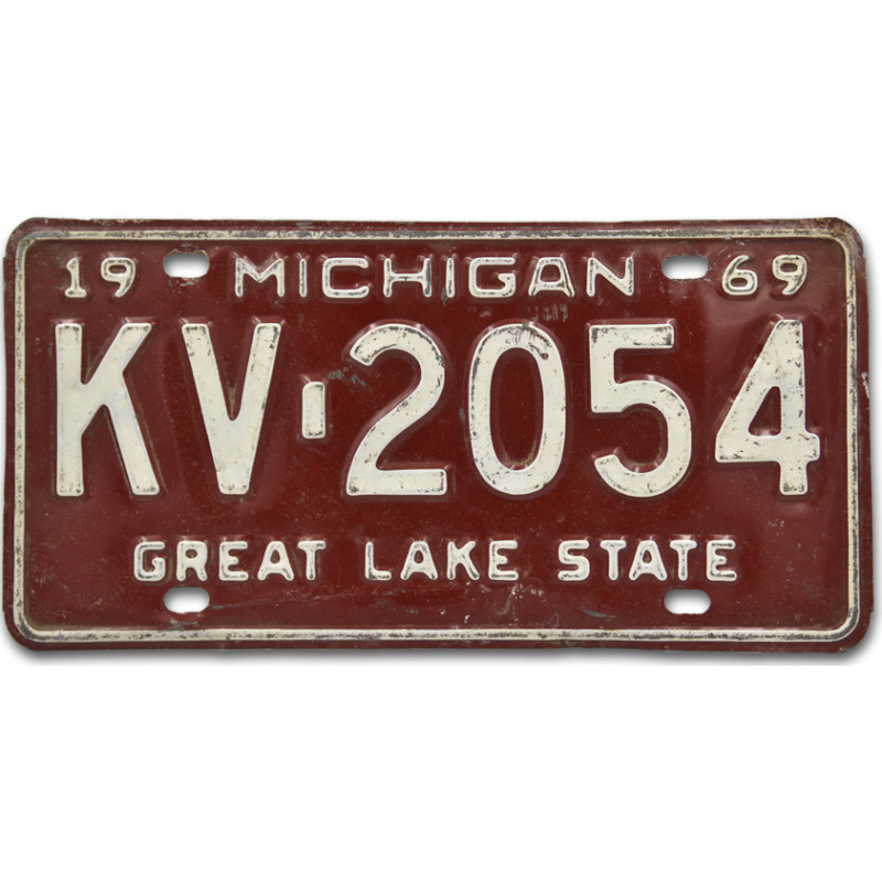 Americká SPZ Michigan Red 1969 KV 2054
