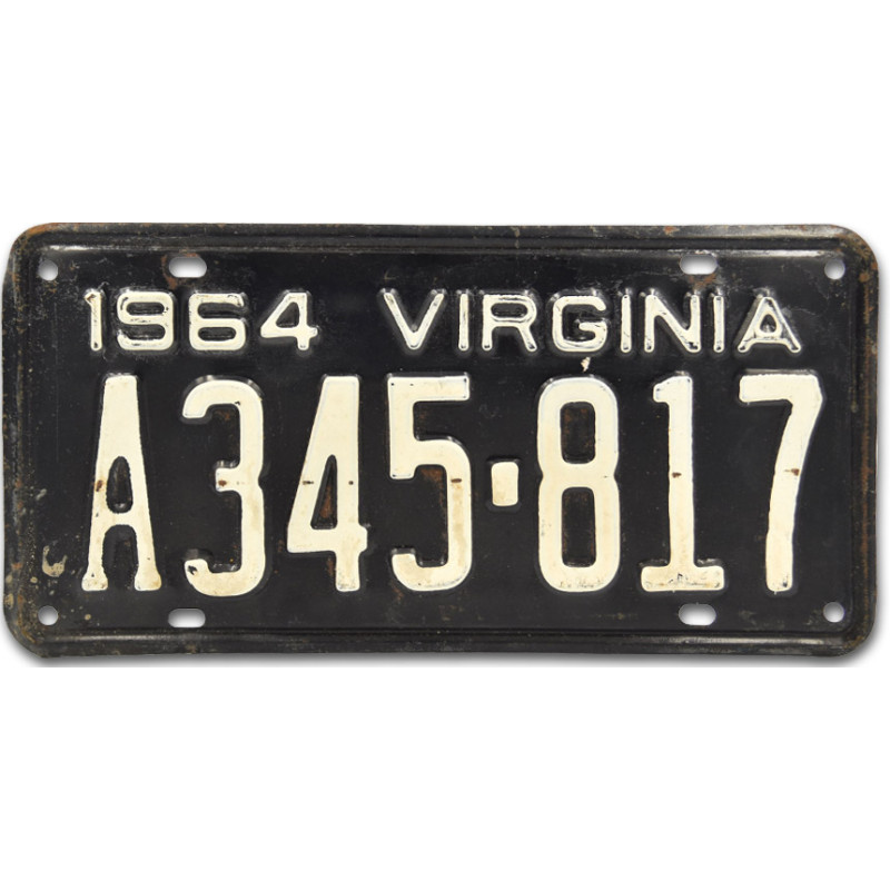 Americká SPZ Virginia Black 1964