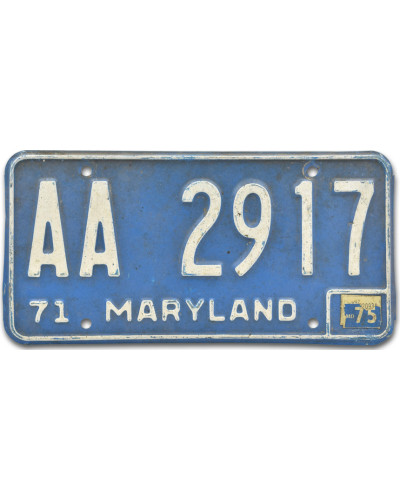 Americká SPZ Maryland 1971 Blue AA 2917 rear