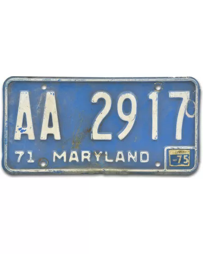 Americká SPZ Maryland 1971 Blue AA 2917 front