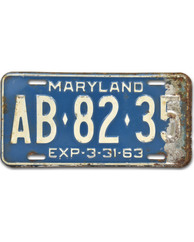 Americká SPZ Maryland 1963 Blue AB 82 35