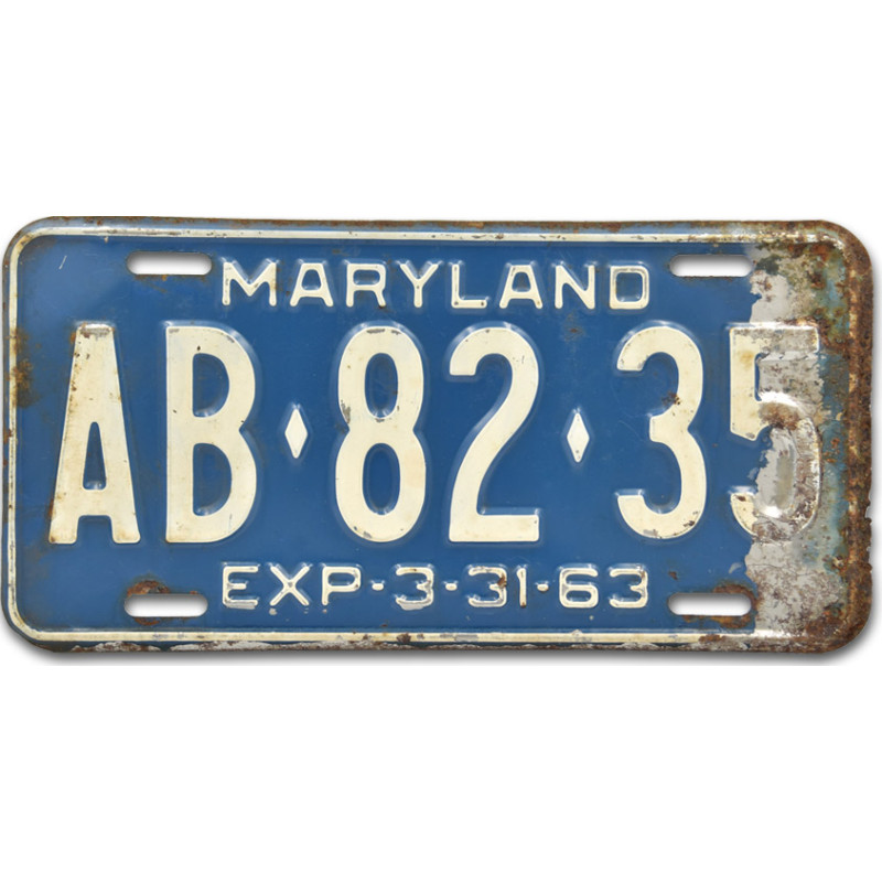 Americká SPZ Maryland 1963 Blue AB 82 35