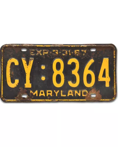 Americká SPZ Maryland 1967 CY 8364 front
