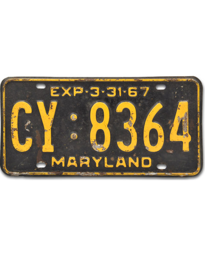 Americká SPZ Maryland 1967 CY 8364 rear