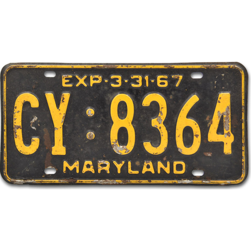 Americká SPZ Maryland 1967 CY 8364 rear