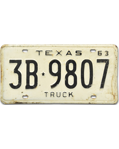 Americká SPZ Texas 1963 Truck 3B.9807 rear