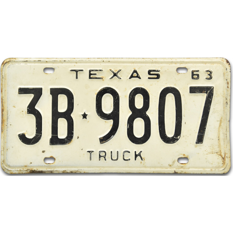 Americká SPZ Texas 1963 Truck 3B.9807 rear