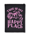 Moto nášivka My Happy place 9 cm x 6 cm pink