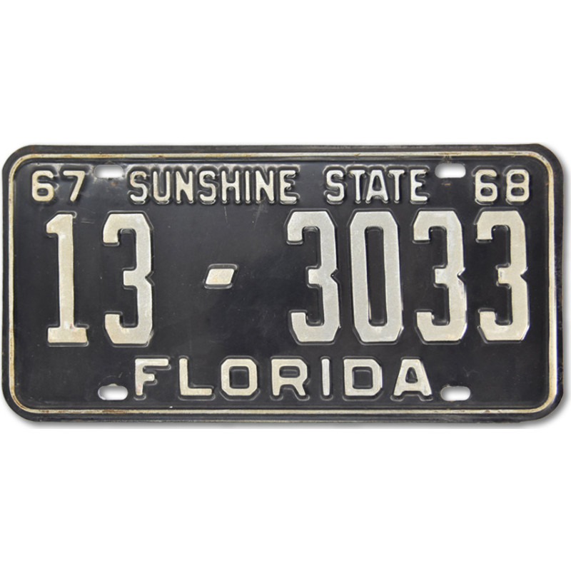 Americká SPZ Florida Sunshine State 1968 Black 13-3033