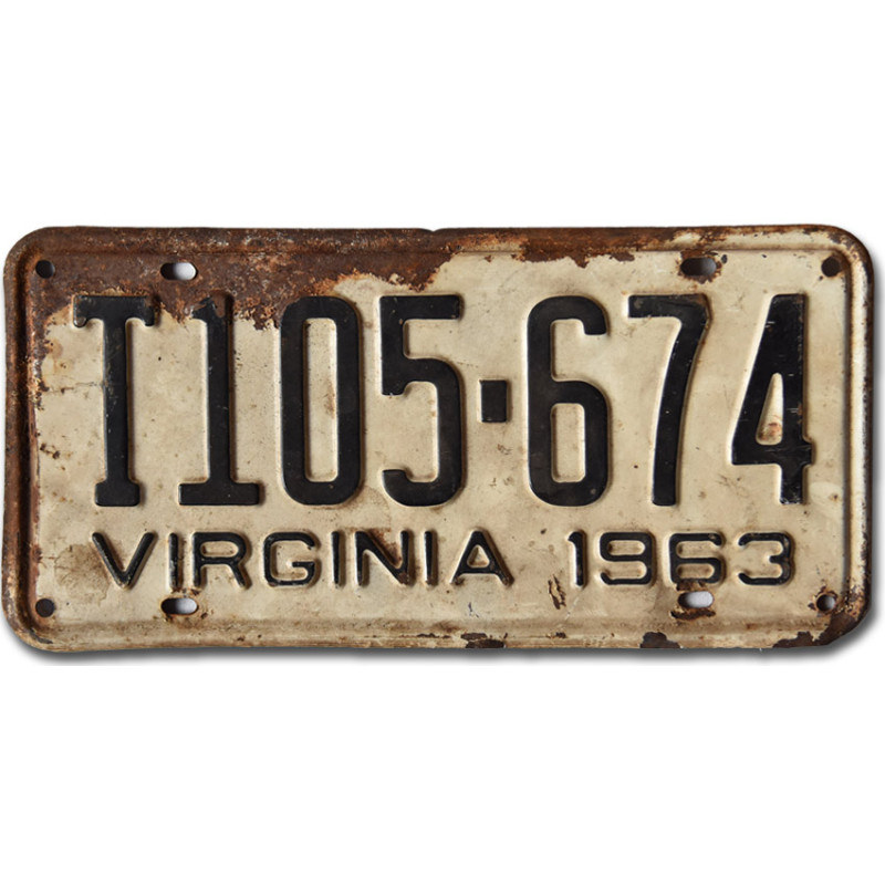 Americká SPZ Virginia 1963 White T105-674