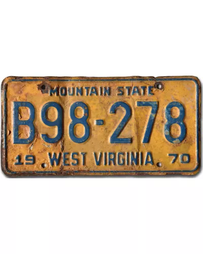 Americká SPZ West Virginia 1970 Yellow B98-278