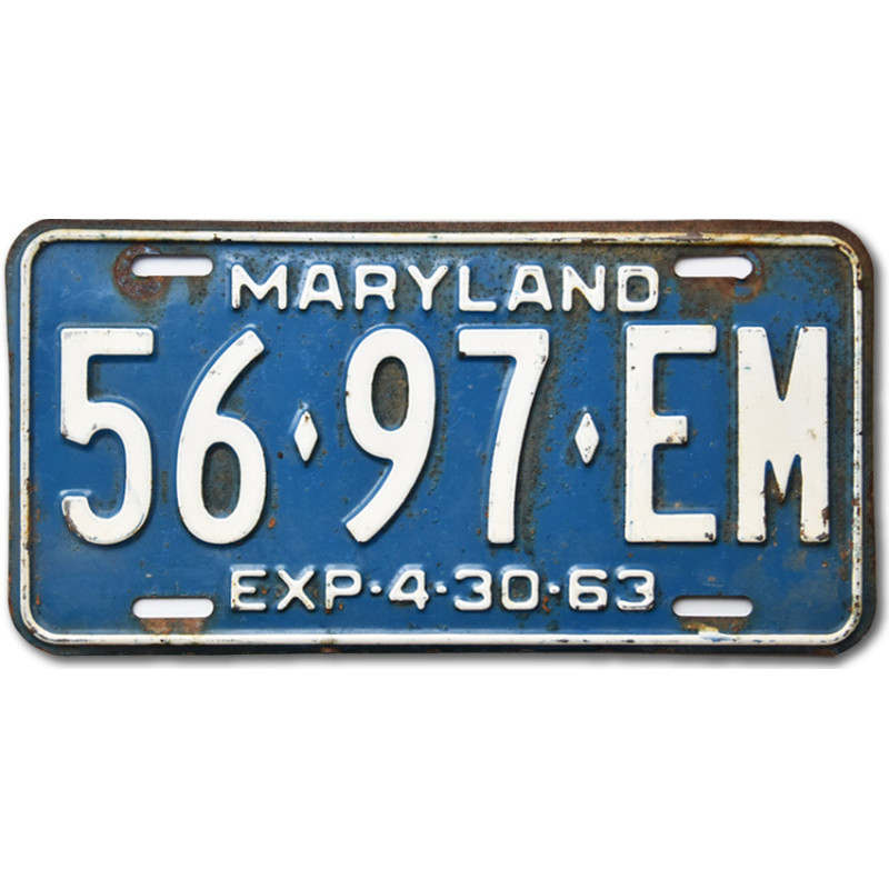 Americká SPZ Maryland 1963 Blue 56-97-EM Front