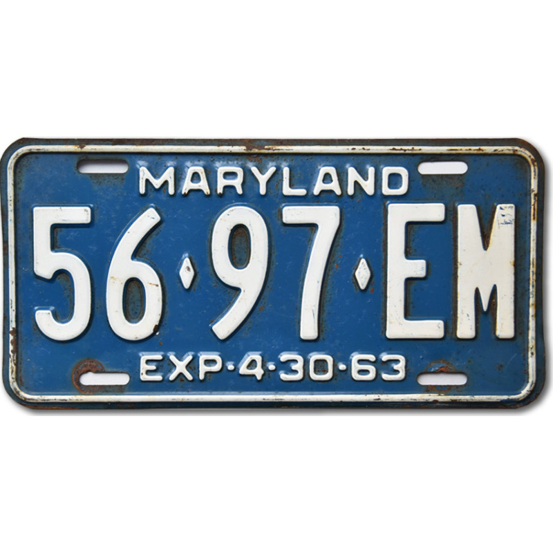 Americká SPZ Maryland 1963 Blue 56-97-EM Rear