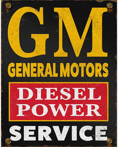 Plechová cedule General Motors GM diesel 32 cm x 40 cm