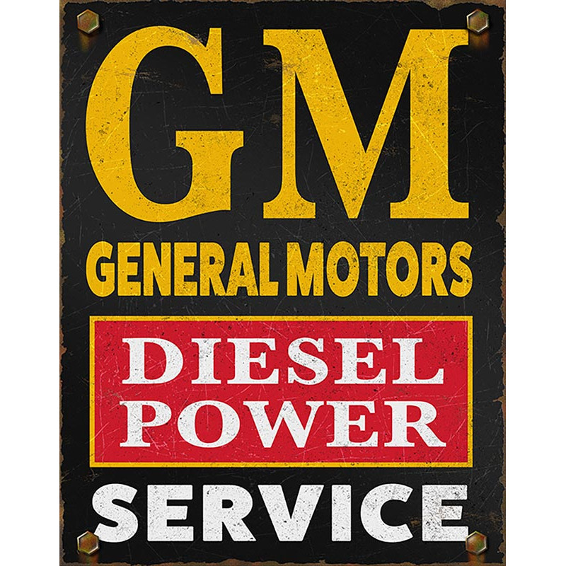 Plechová cedule General Motors GM diesel 32 cm x 40 cm