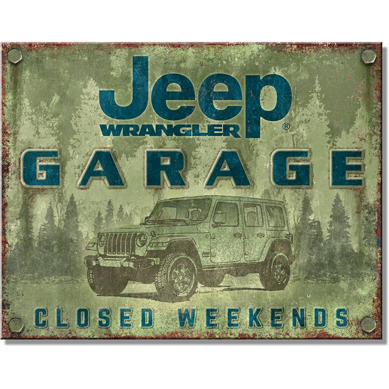 Plechová cedule Jeep Wrangler Garage 32 cm x 40 cm