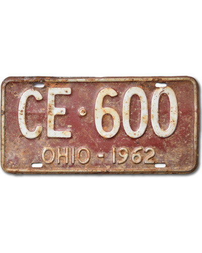 Americká SPZ Ohio 1962 Red CE 600 front