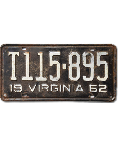 Americká SPZ Virginia 1962 Black T115-895 rear