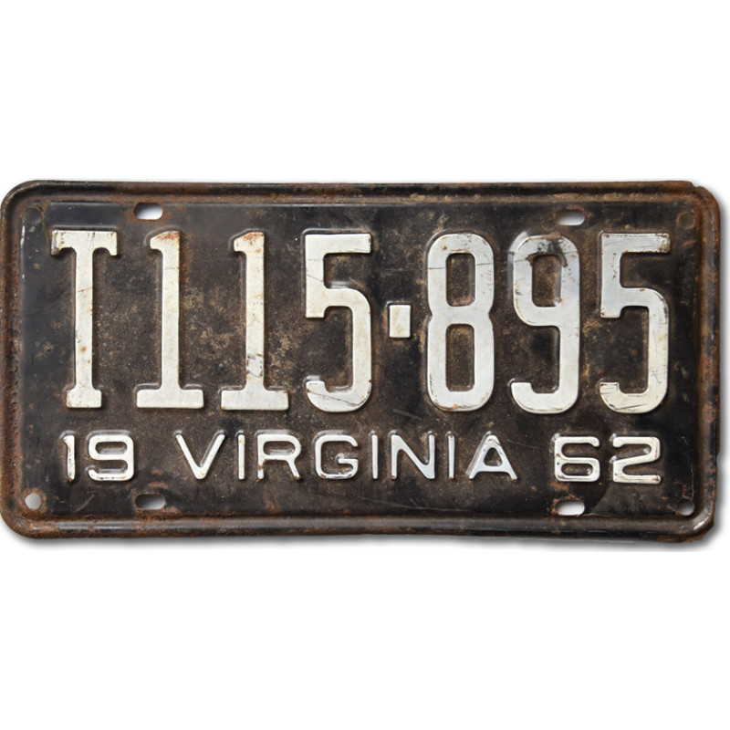 Americká SPZ Virginia 1962 Black T115-895 rear
