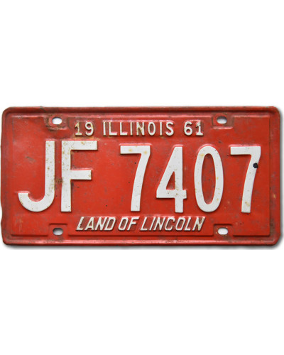 Americká SPZ Illinois 1961 Red JF 7407