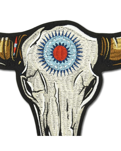 Moto nášivka Tribal Buffalo Head XXL na záda 29 cm x 26 cm b