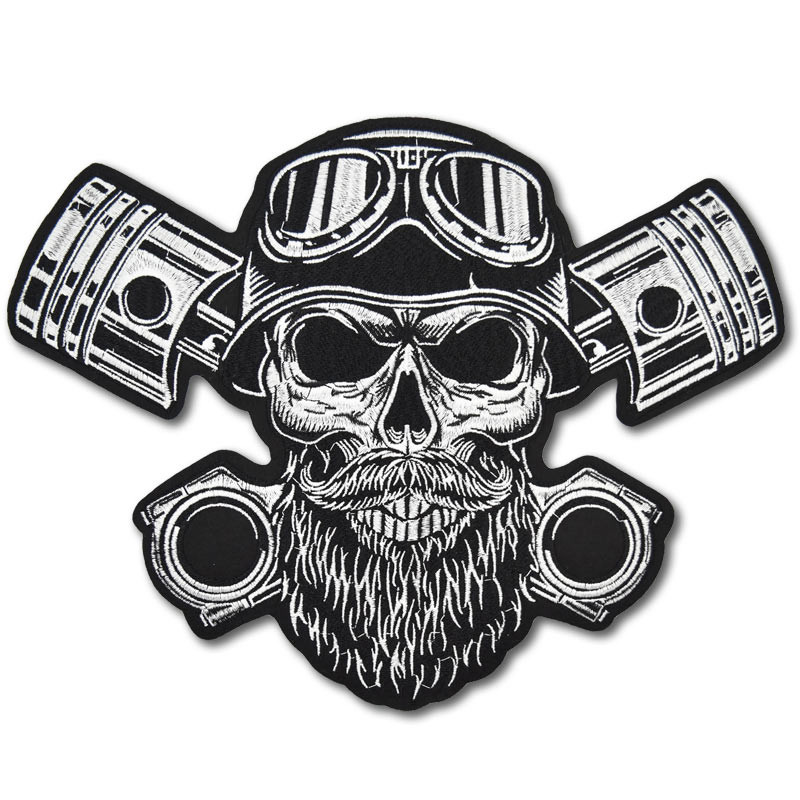 Moto nášivka Bearded Skull na záda 32 cm x 25 cm