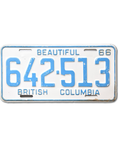 Kanadská SPZ British Columbia 1966 White 642-513