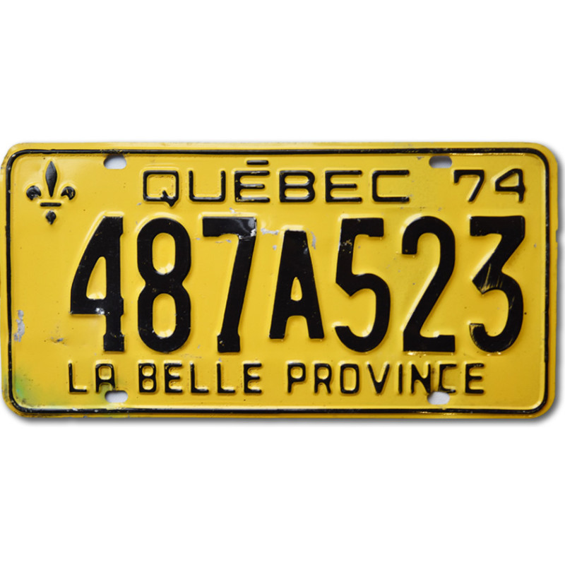 Kanadská SPZ Quebec 1974 Yellow 487A523