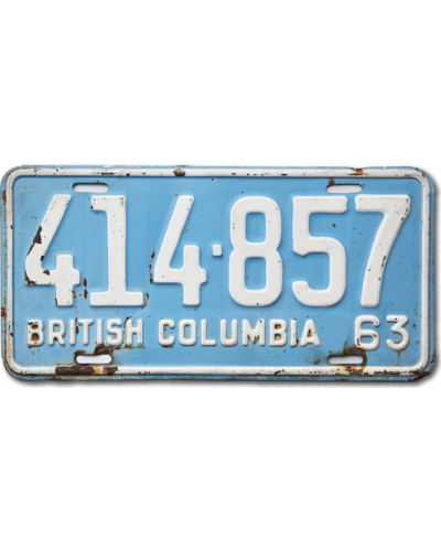 Kanadská SPZ British Columbia 1963 Blue 414-857