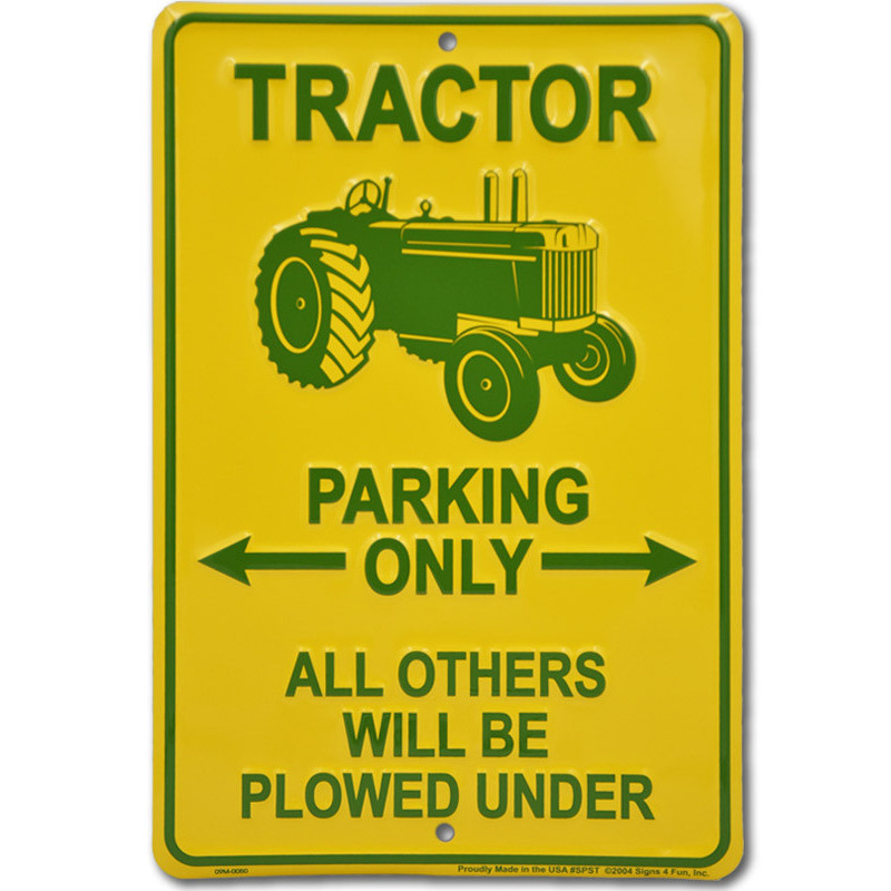 Plechová cedule Tractor Parking only 20 cm x 30 cm