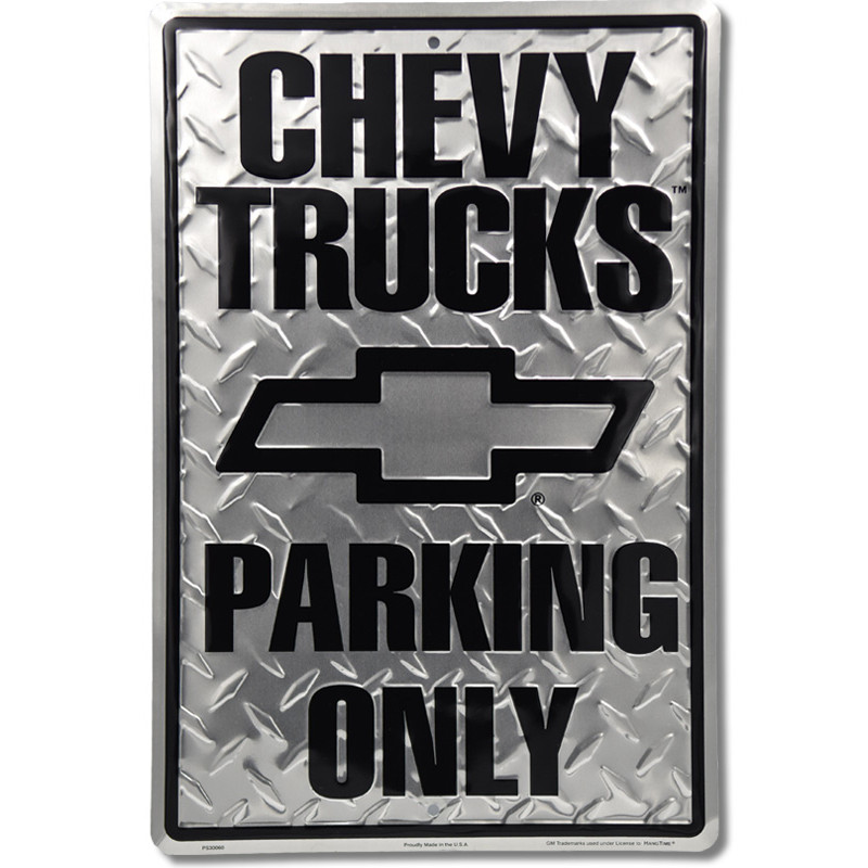 Plechová cedule Chevy Trucks Parking 30 cm x 45 cm