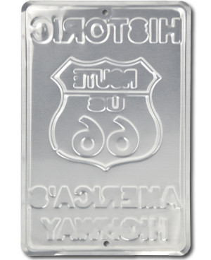 Plechová cedule Route-66 with Bullets 20 cm x 30 cm b