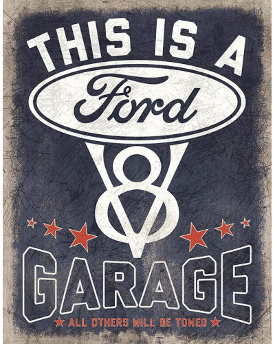 Plechová cedule V8 Ford Garage 32cm x 40 cm