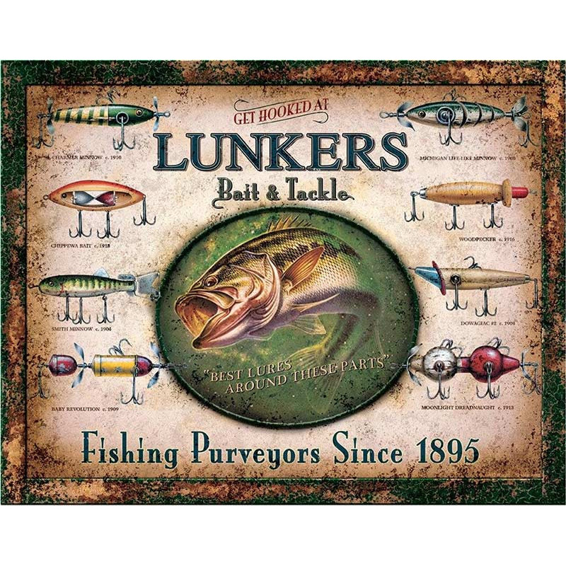 Plechová cedule Lunker's Lures 40 cm x 32 cm