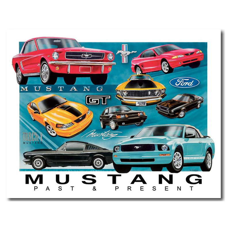 Plechová cedule Ford Mustang Chronology 32 cm x 40 cm