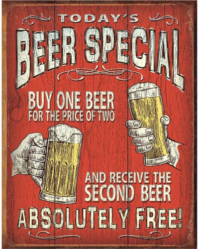 Plechová cedule Todays Beer Special 40 cm x 32 cm