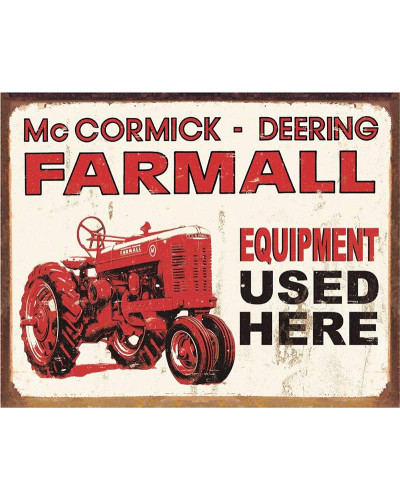 Plechová cedule Farmall - Equip Used Here 40 cm x 32 cm a