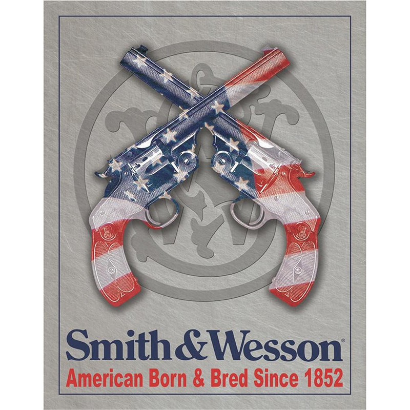 Plechová cedule S&W American Born 32 cm x 40 cm a