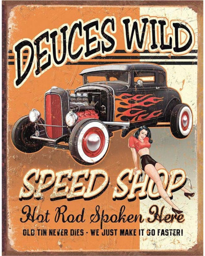 Plechová cedule Deuces Wild Speed Shop 40 x 32 cm a
