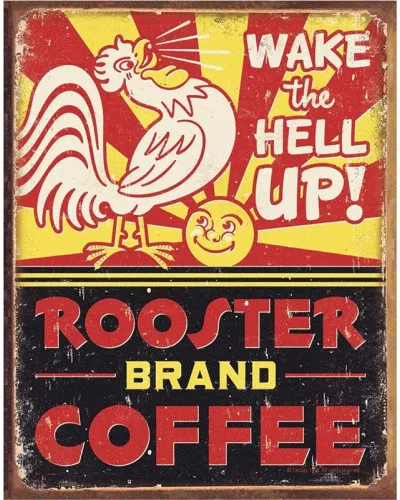 Plechová cedule Rooster Brand Coffee 40 cm x 32 cm