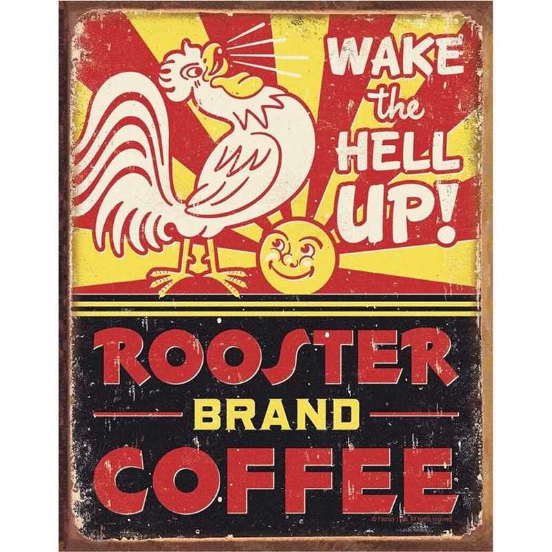 Plechová cedule Rooster Brand Coffee 40 cm x 32 cm