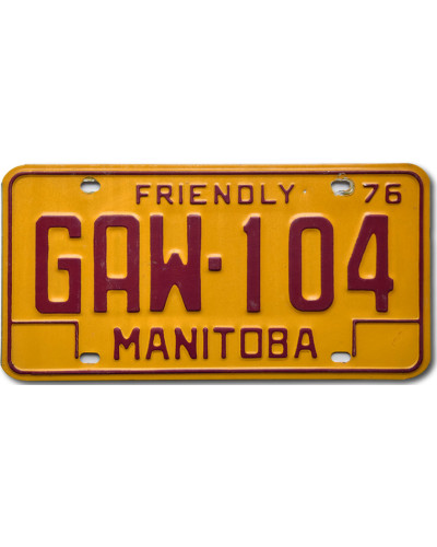 Kanadská SPZ Manitoba 1976 Friendly GAW-104
