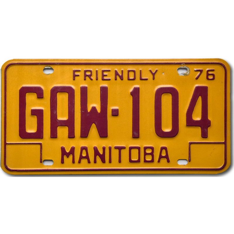 Kanadská SPZ Manitoba 1976 Friendly GAW-104