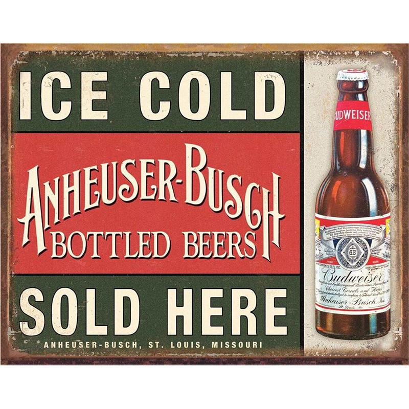 Plechová cedule Anheuser Busch Ice Cold 32 cm x 40 cm
