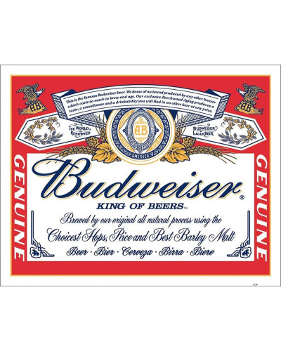 Plechová cedule Budweiser Label 32 cm x 40 cm