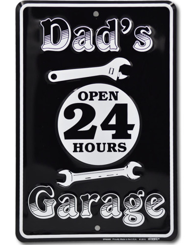 Plechová cedule Dads garage open 24 hours 20 cm x 30 cm